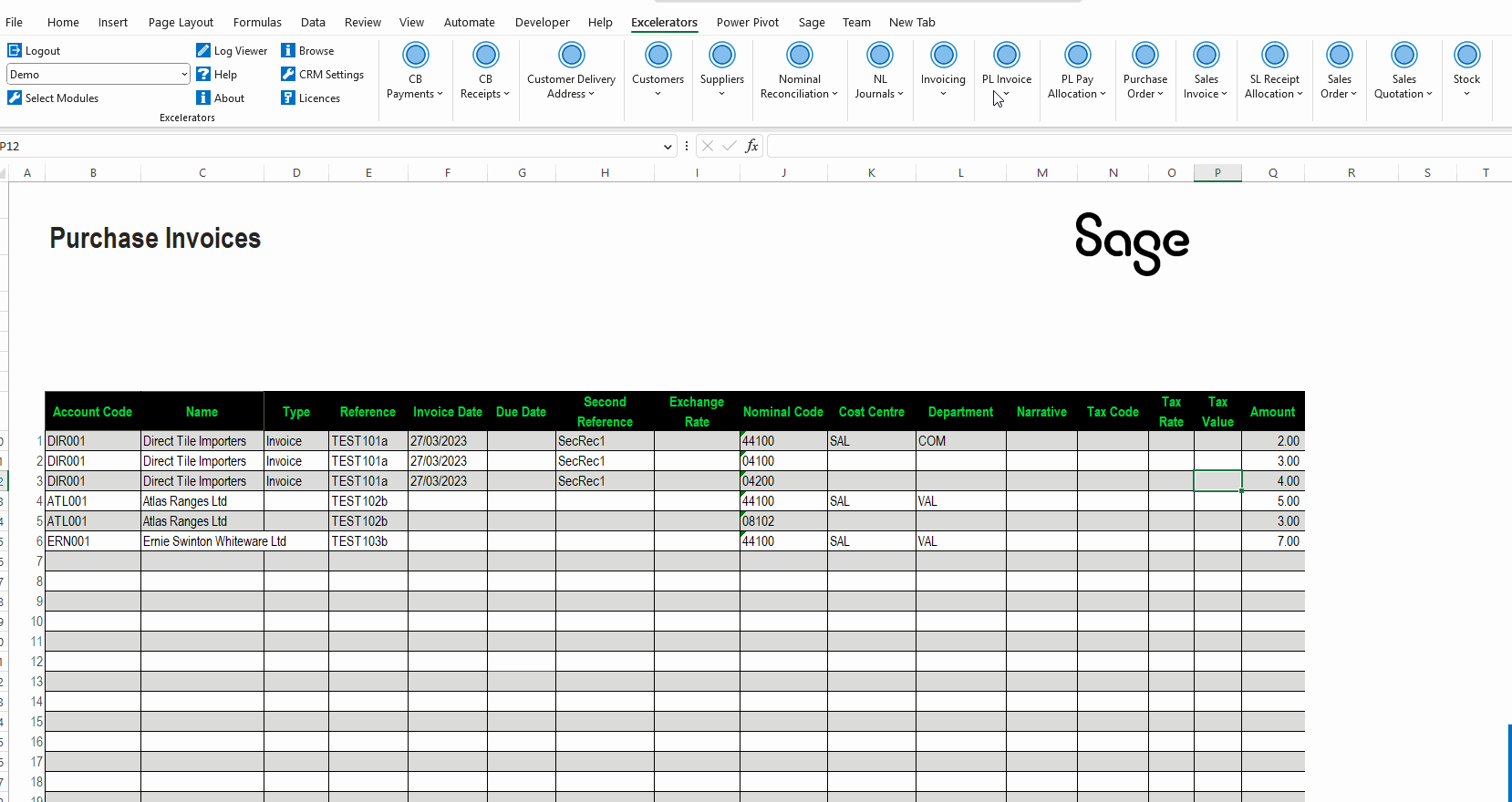 Multiple Purchase Invoices